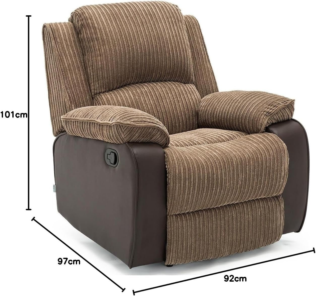 Recliner Armchair Faux Leather Jumbo Cord Lounge Chair for Home Comfort