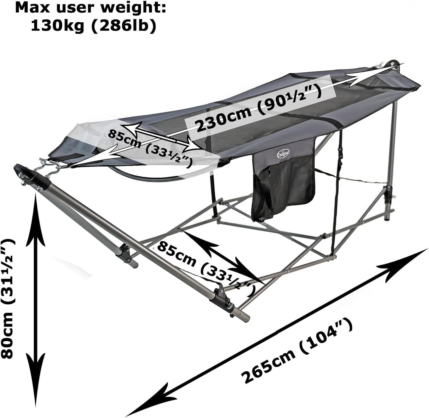 Hammock with Metal Stand Portable Folding Bed Garden Camping Outdoor