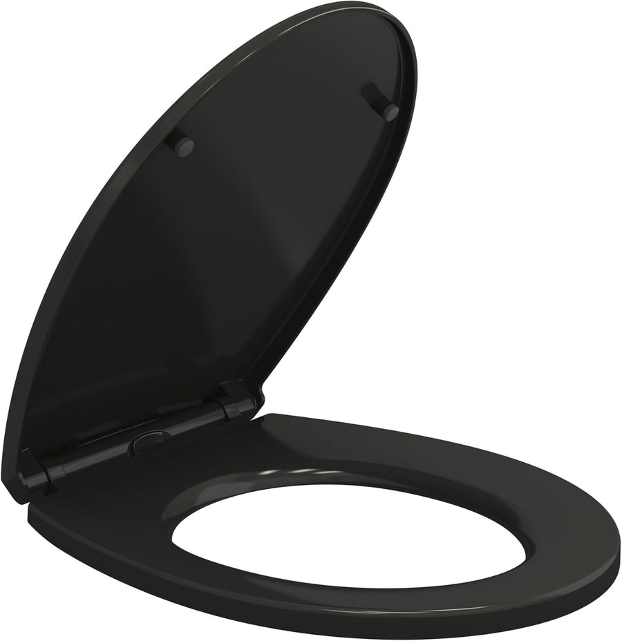 Soft Close Black Toilet Seat O-Shape Quick Release Adjustable PP Top Fix