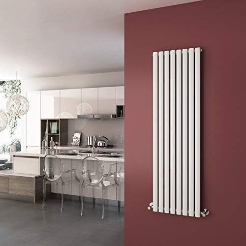 1600x480mm White Vertical Single Panel Oval Column Radiator Heater