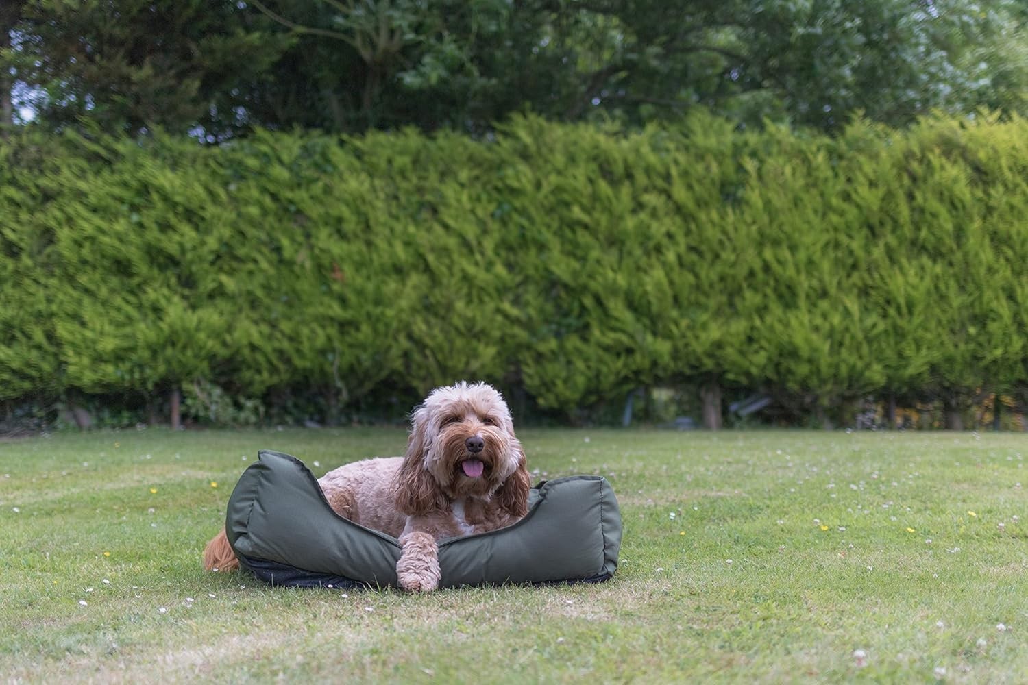 Large Waterproof Dog Bed 90x70cm Washable Basket Green