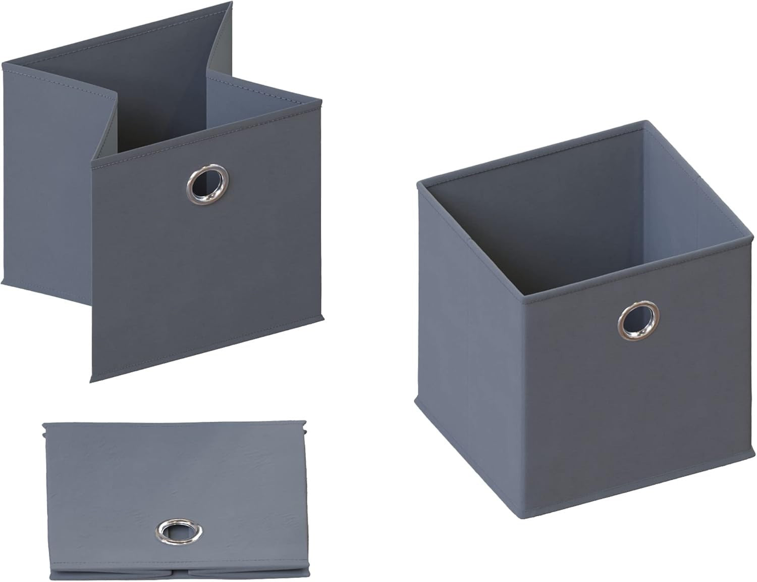Grey 6 Cube Staircase Bookcase with 3 Fabric Baskets – Modern Storage Unit