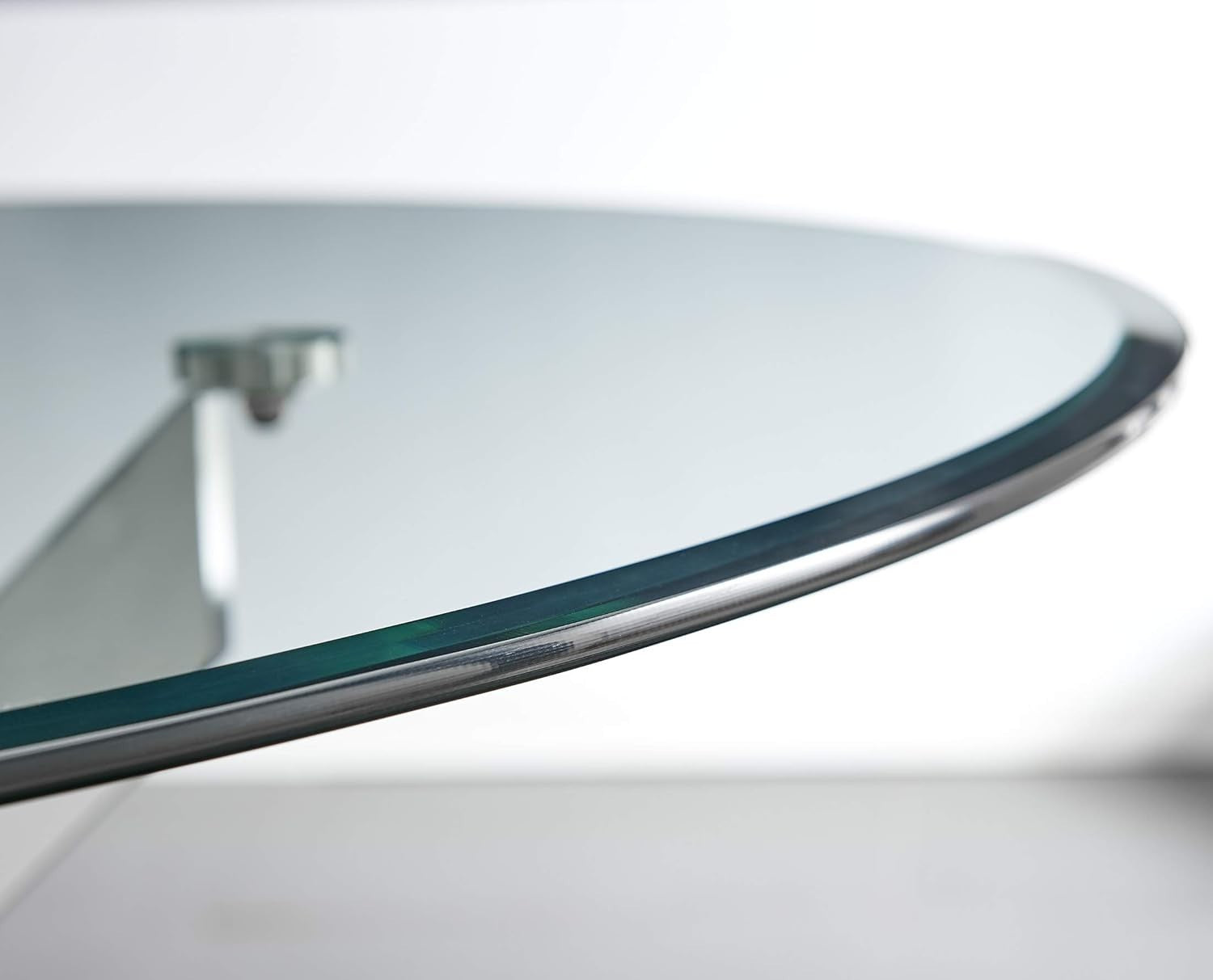 Modern 100cm Round Glass Dining Table with Chrome Cross Legs – Compact