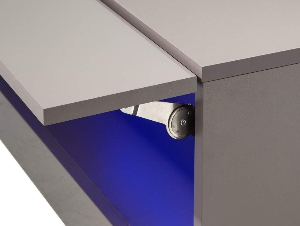 LED Coffee Table with Storage & High Gloss Finish – Modern Grey TV Unit
