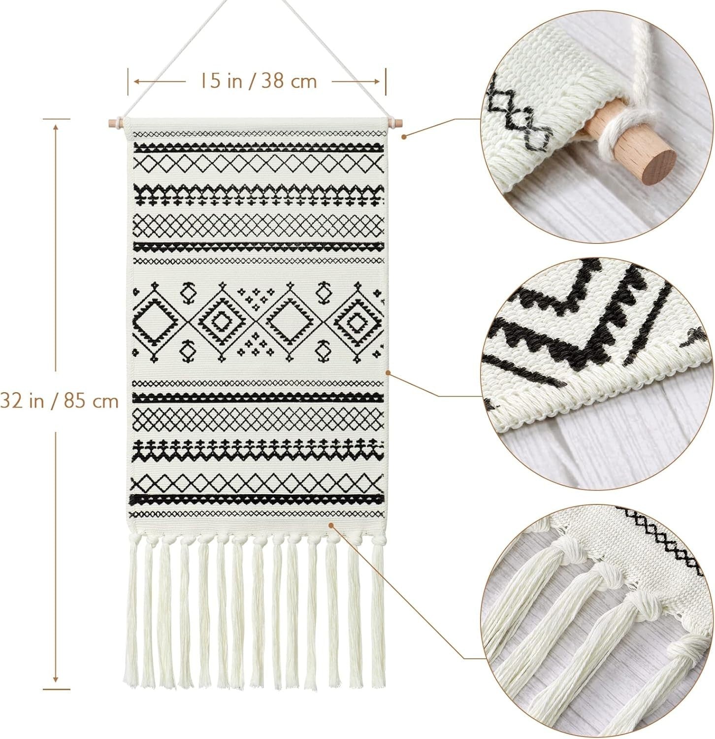 Boho Macrame Wall Hanging Geometric Woven Tapestry Decor