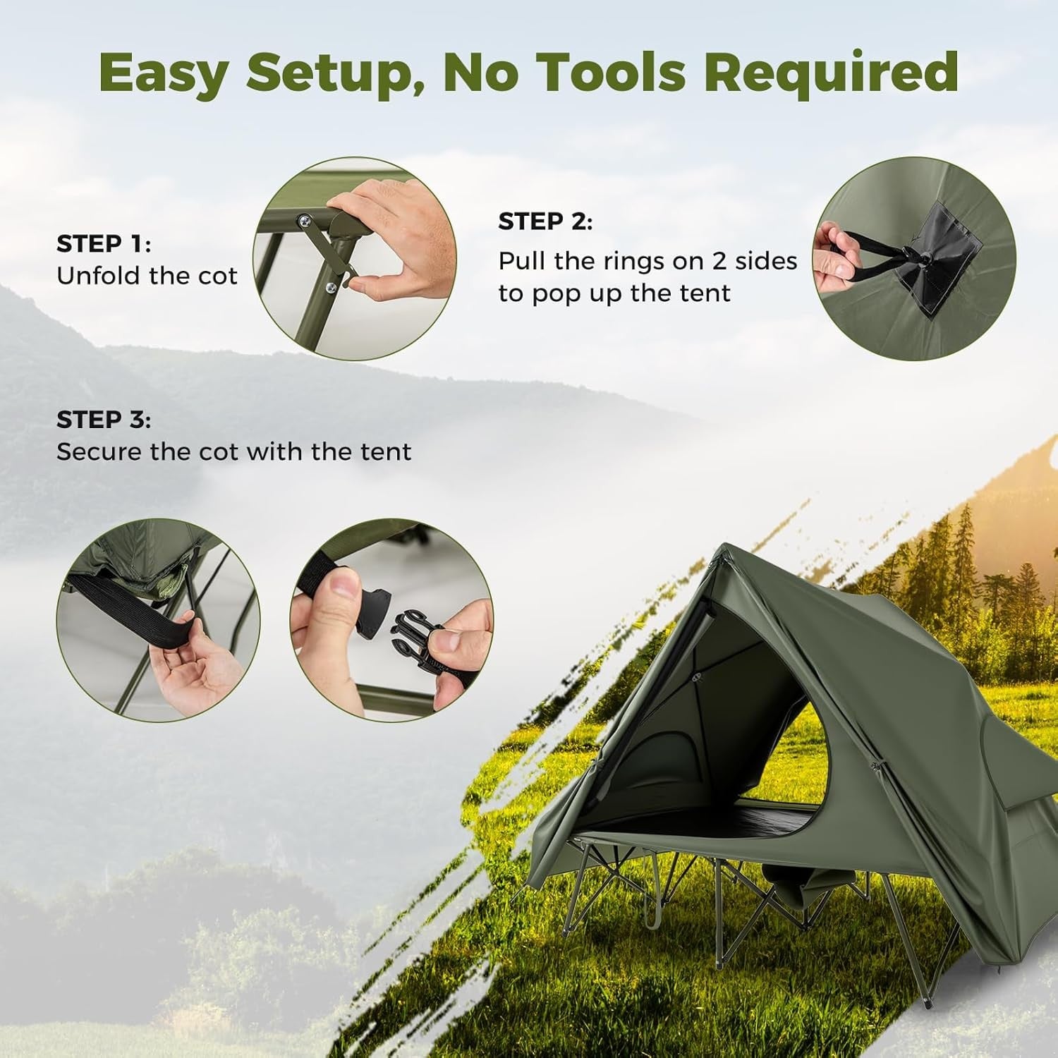 2 Person Elevated Camping Tent Waterproof Foldable Bed
