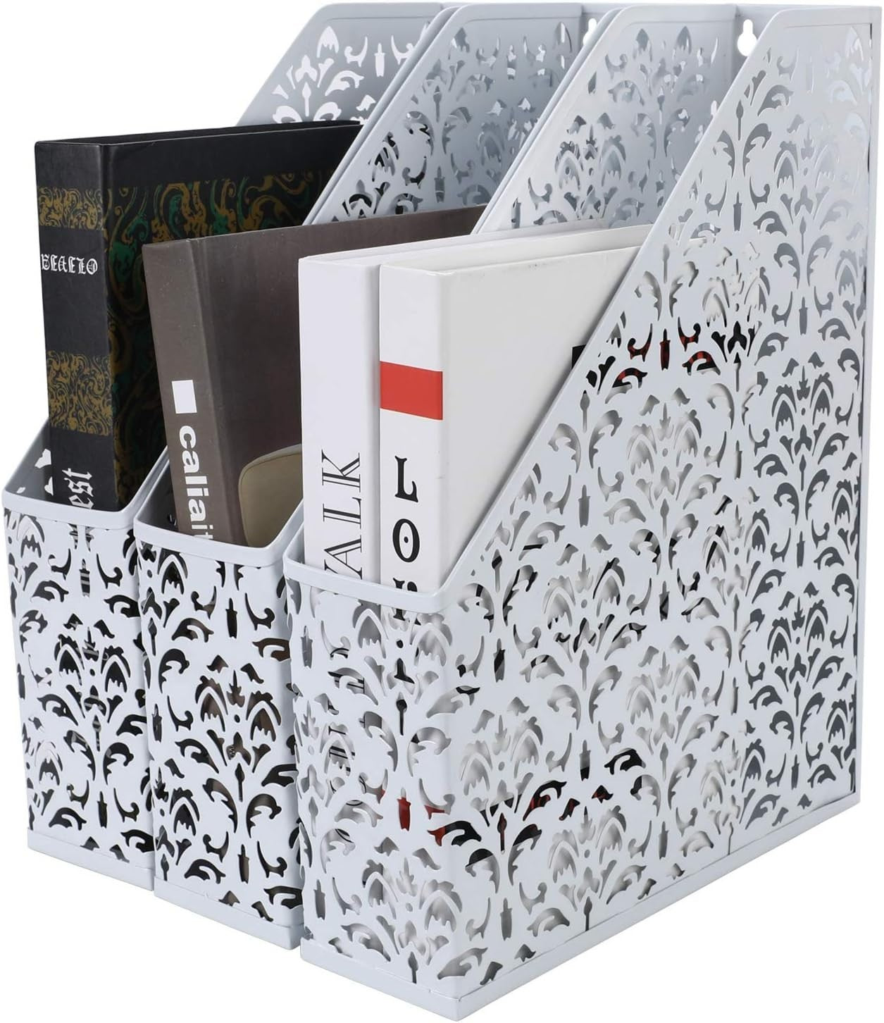 Metal Desk File Holder & A4 Paper Organizer Rack - Pack of 3 White