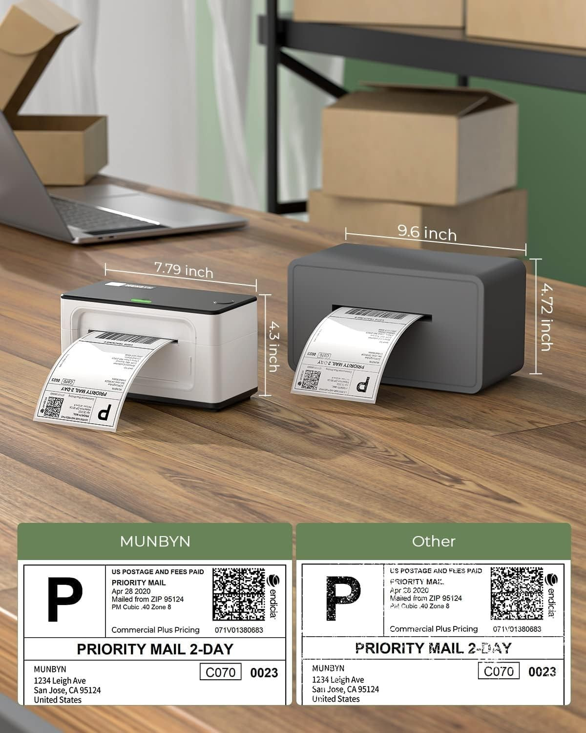 White USB 4x6 Thermal Label Printer High-Speed Shipping Address Labels