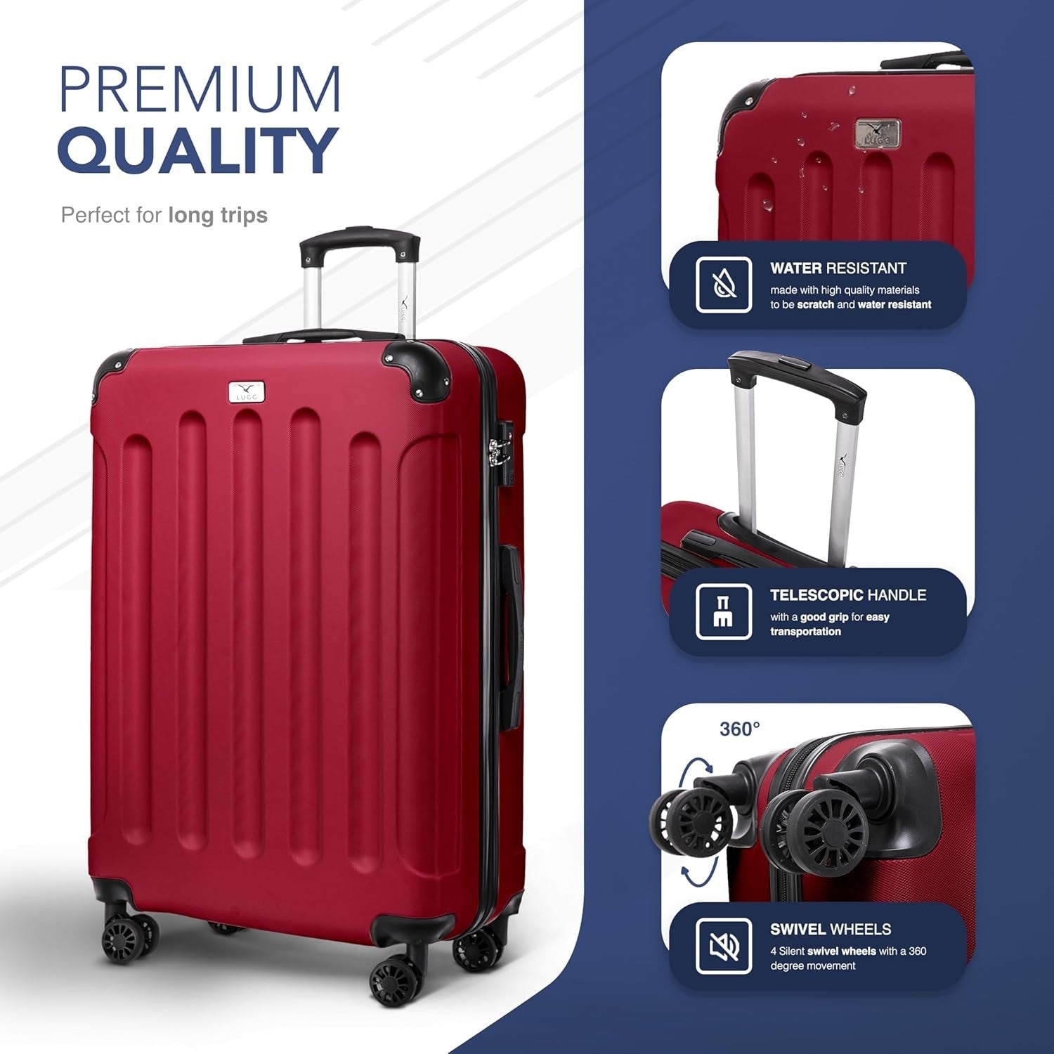 Long Trip Checked Suitcase 28” ABS Spinner Luggage with TSA Lock