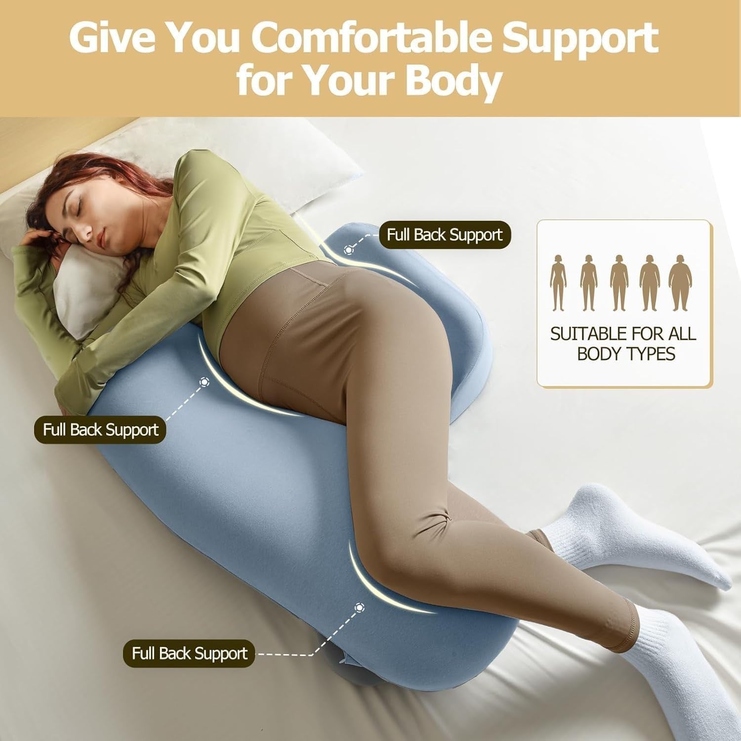 Pregnancy Pillow Side Sleeper Memory Foam Maternity Back Belly Hip Support