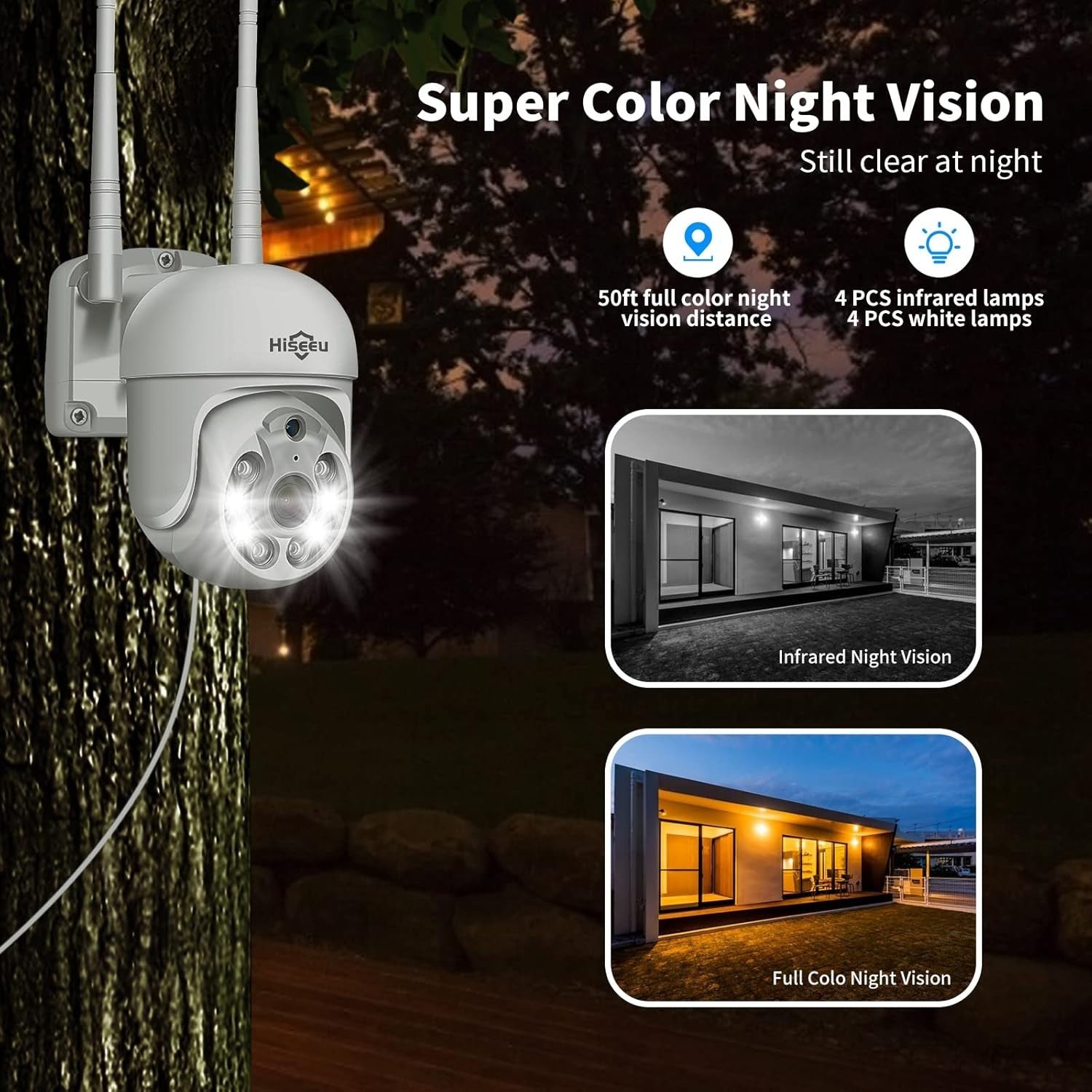 5MP PTZ Security Camera Outdoor WiFi 360° Auto Tracking Night Vision