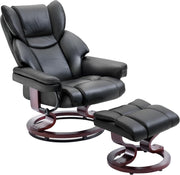 Recliner Armchair with Footstool Swivel PU Leather Chair Lounge Sofa