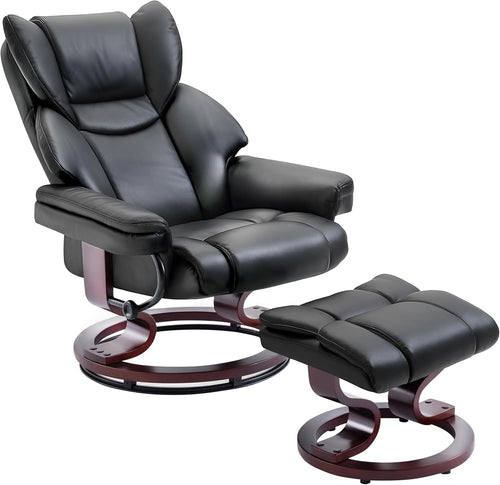 Recliner Armchair with Footstool Swivel PU Leather Chair Lounge Sofa