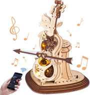 3D Wooden Cello Puzzle Music Box with Light & Bluetooth Sound – Gift