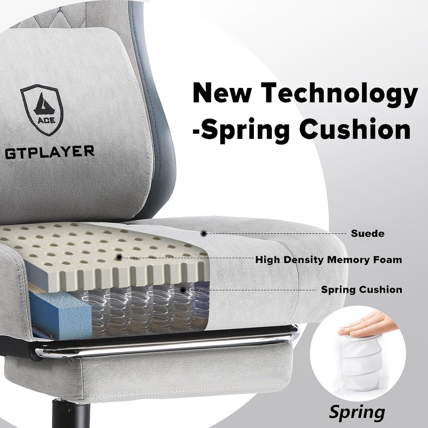 Fabric Gaming Chair with Footrest Ergonomic Recliner Lumbar