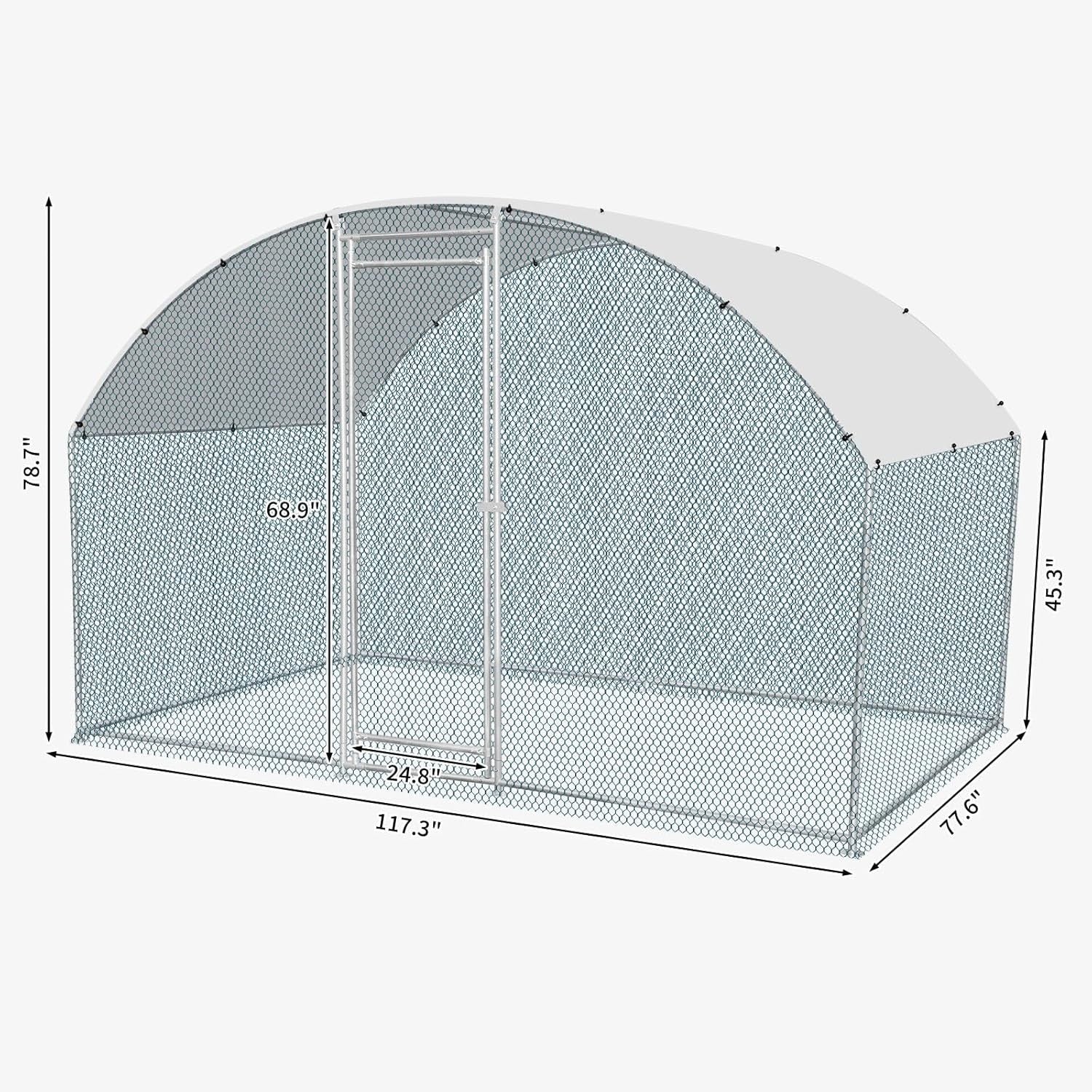 2x3x2m Walk In Metal Chicken Coop Run w Cover
