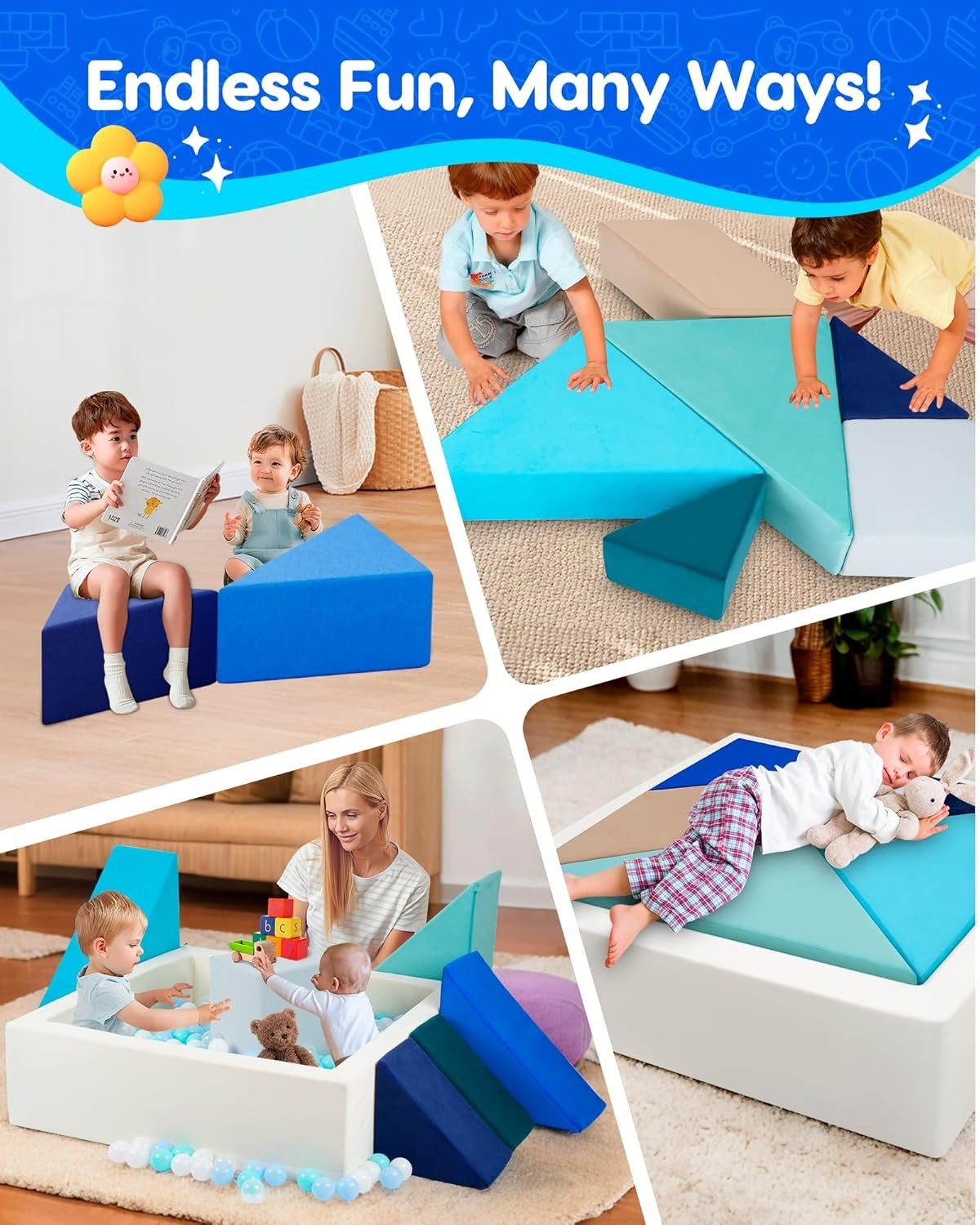 Modular Kids Play Sofa with Square Ball Pit – Puzzle Couch for Creative Play