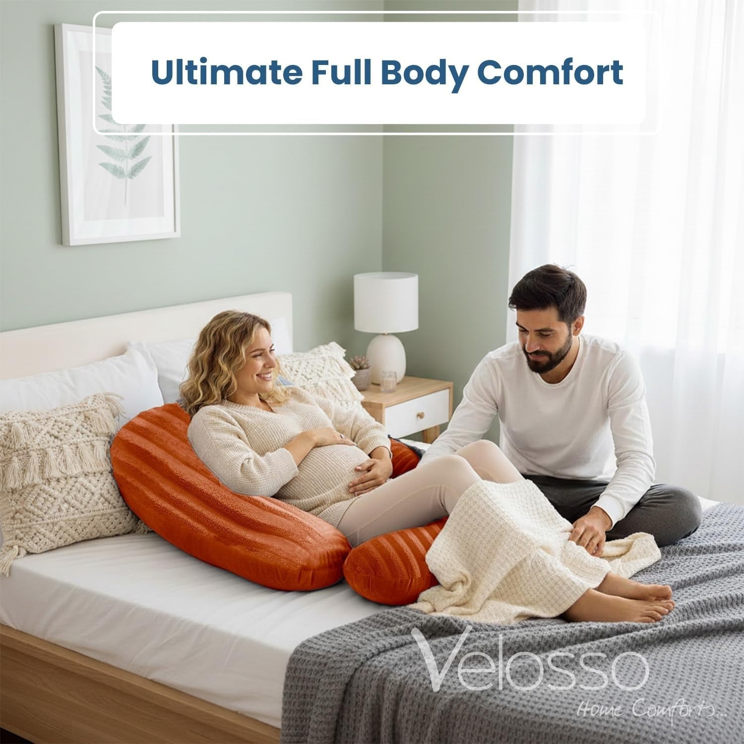 U Shaped Pregnancy Pillow Full Body Velvet Plush Side Sleeper Support