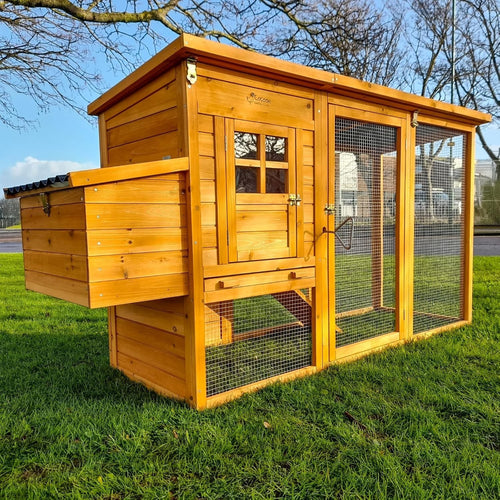 Compact Wooden Chicken Coop Covered Run Pull Out Tray 2–4 Birds