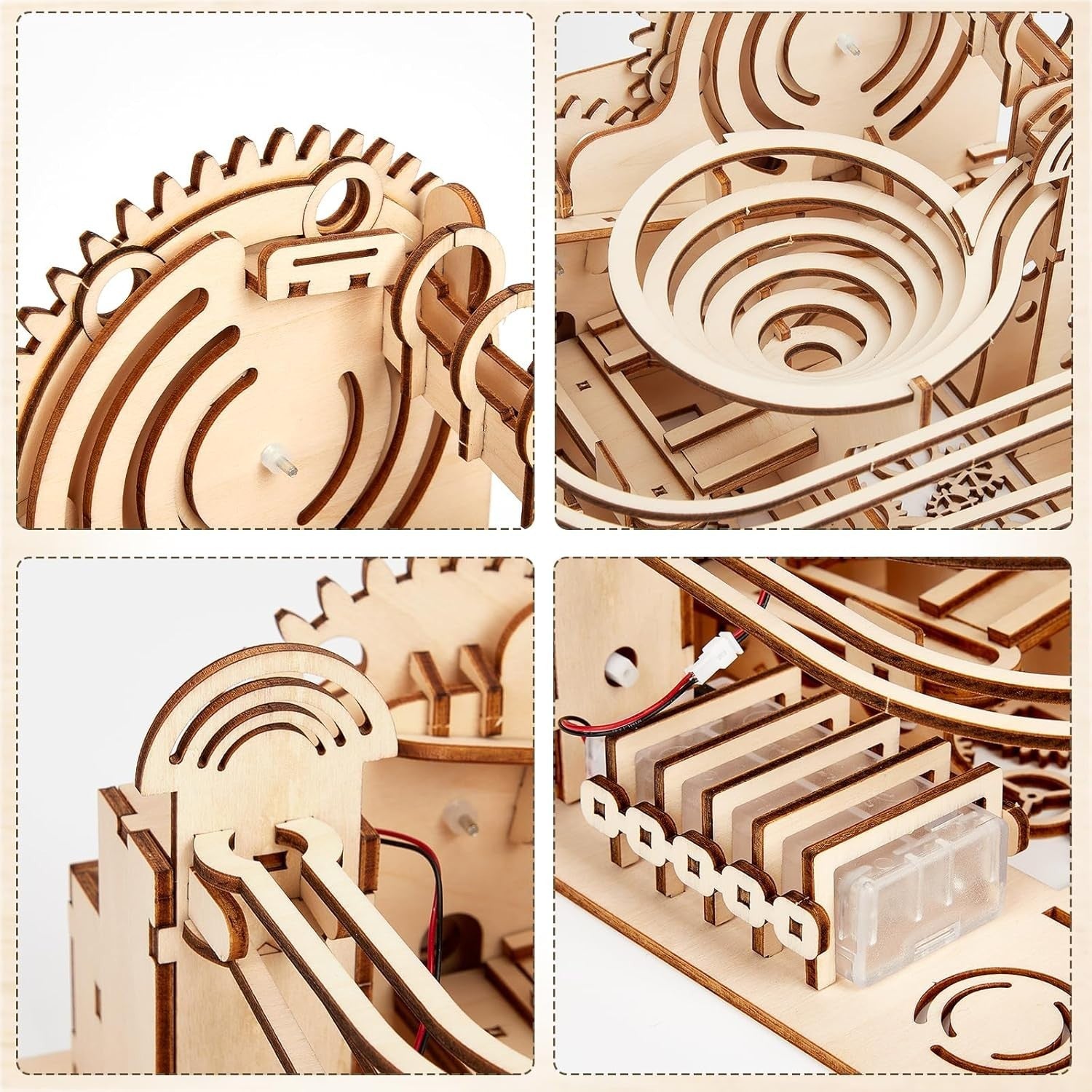 3D Wooden Marble Run Puzzle Kit for Adults & Teens – Spiral Track DIY Toy