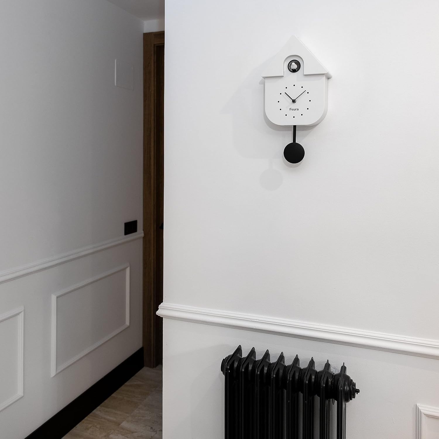 Modern White Cuckoo Wall Clock Silent Pendulum Battery Operated Decor Gift