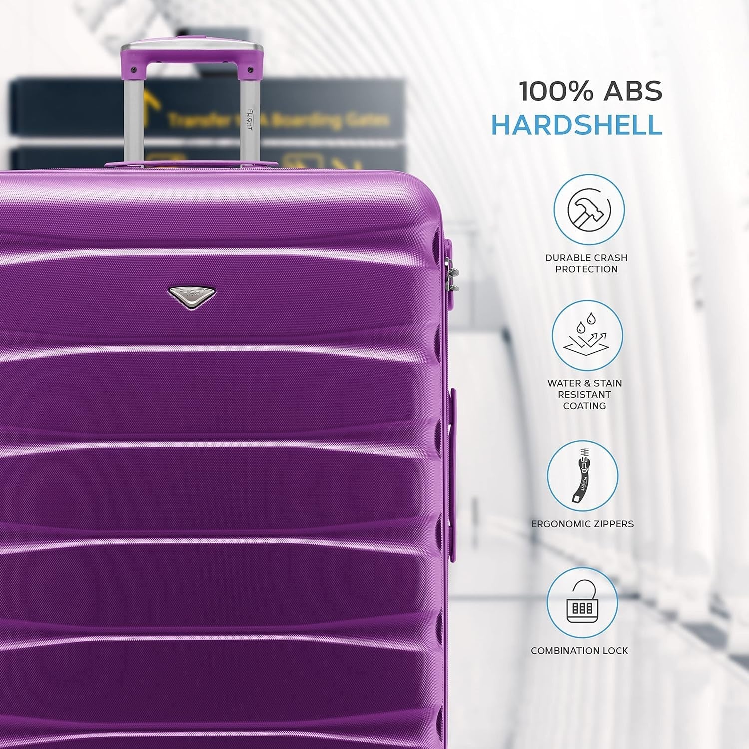 Medium 25” ABS Check-In Suitcase Lightweight 4 Wheel Spinner Lock
