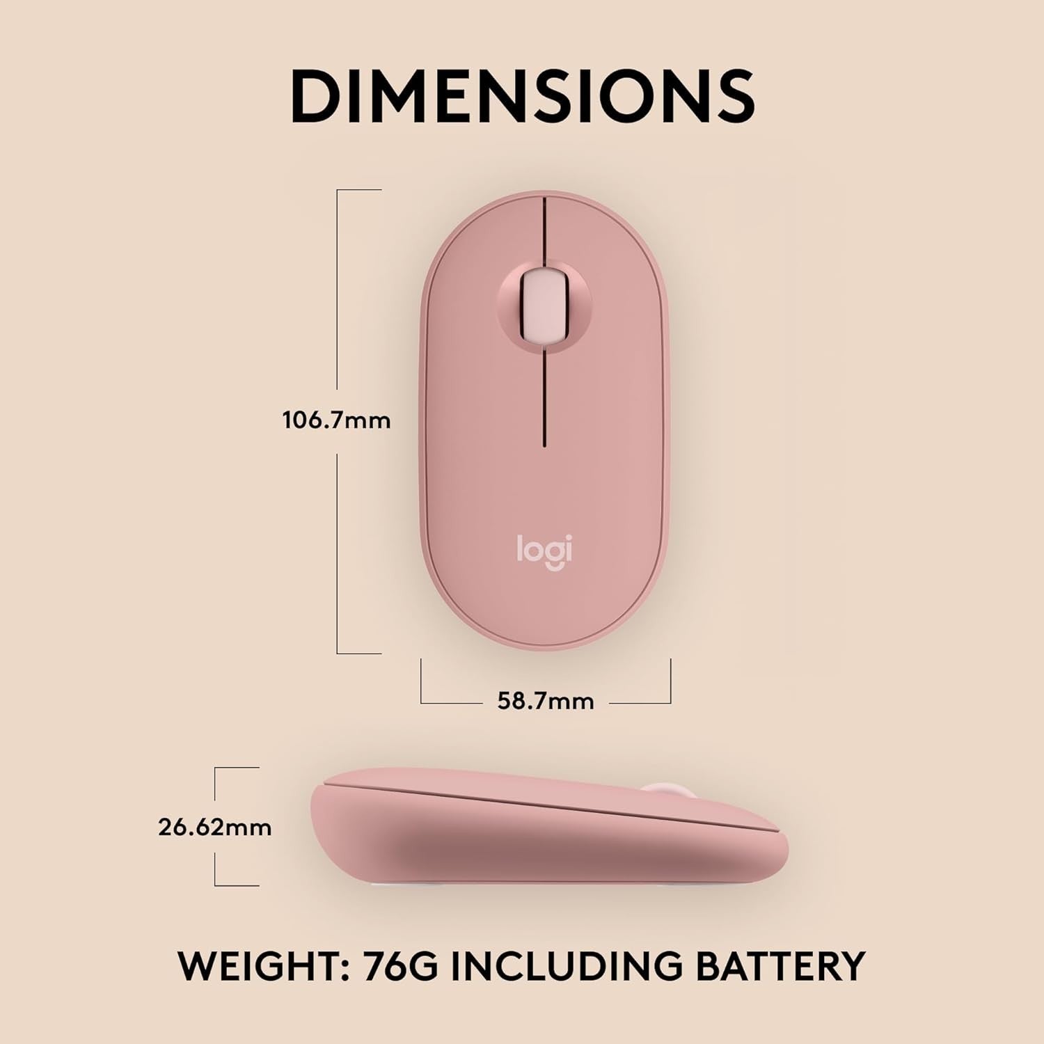 Rose Gold Bluetooth Wireless Mouse Silent Click Ultra Slim Portable Office