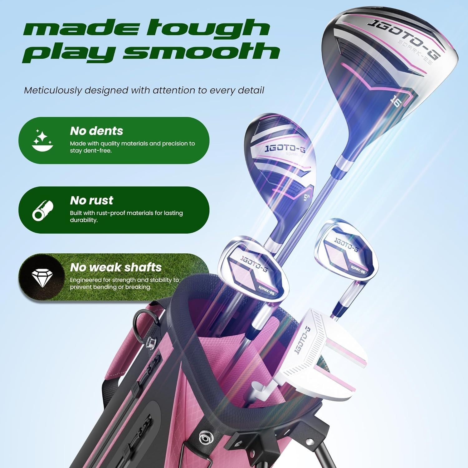 Kids Golf Club Set Ages 9–12 Right Hand Junior Stand Bag Driver Hybrid