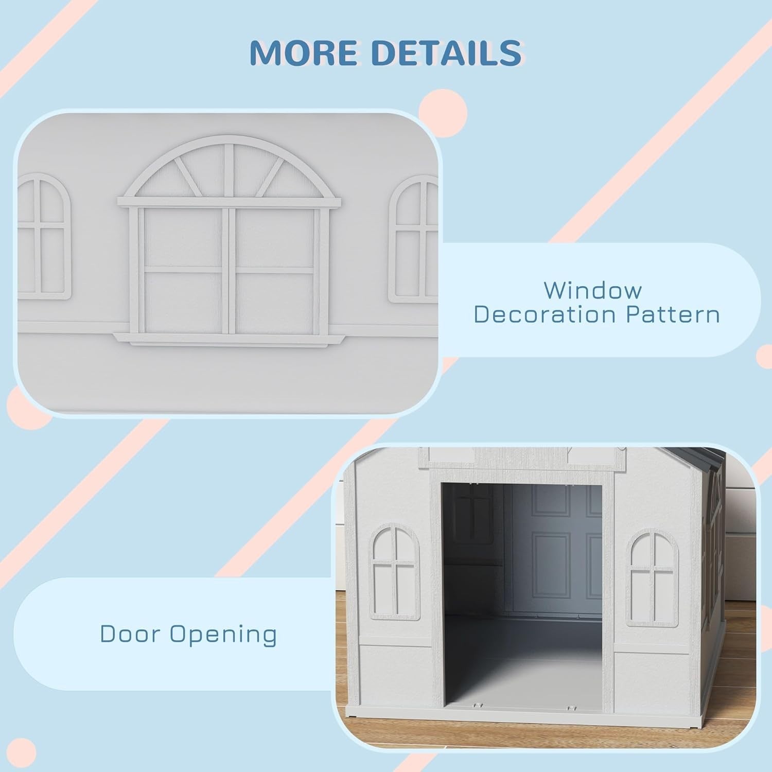 Weatherproof Plastic Dog House for Medium Dogs | Outdoor Kennel 76x65x63cm
