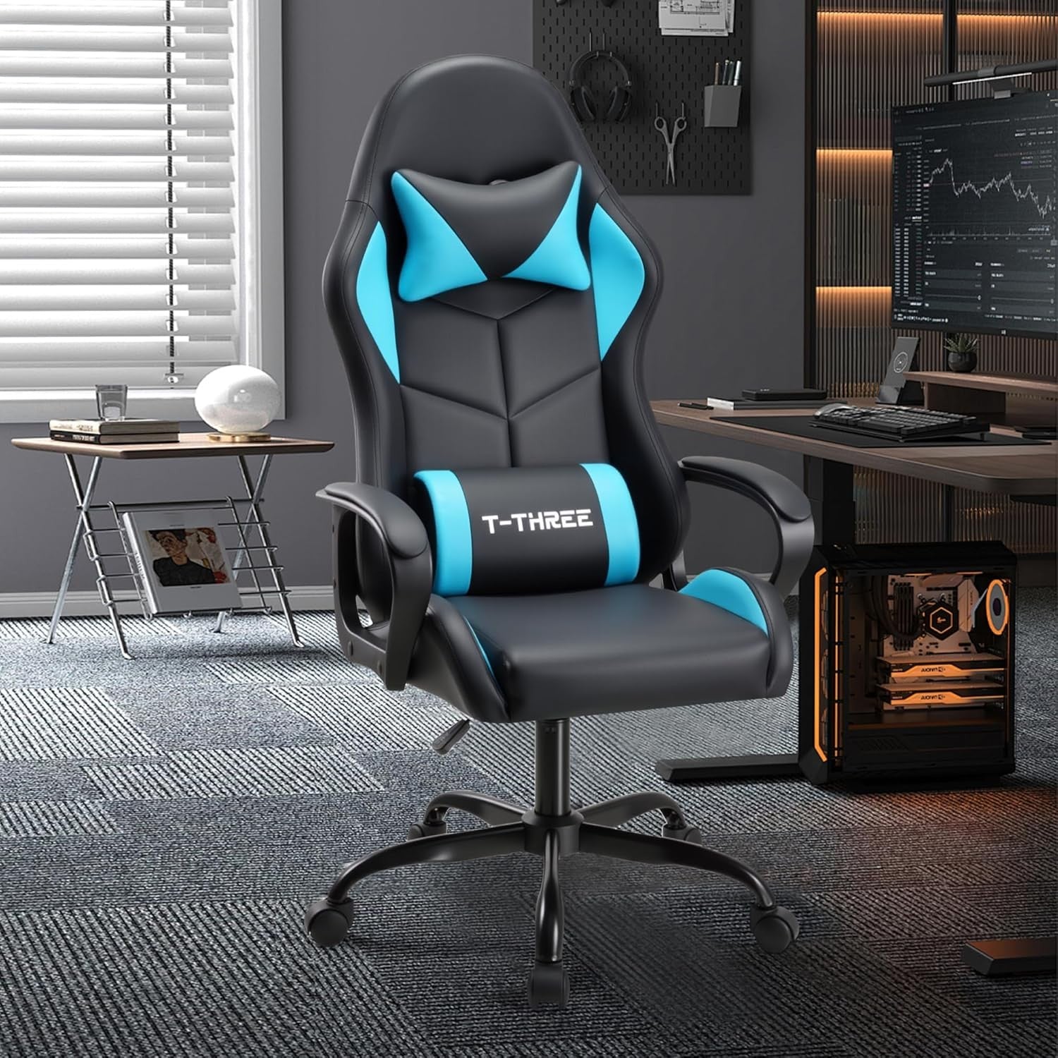 Ergonomic Gaming Chair High Back Swivel Office Desk Chair Blue