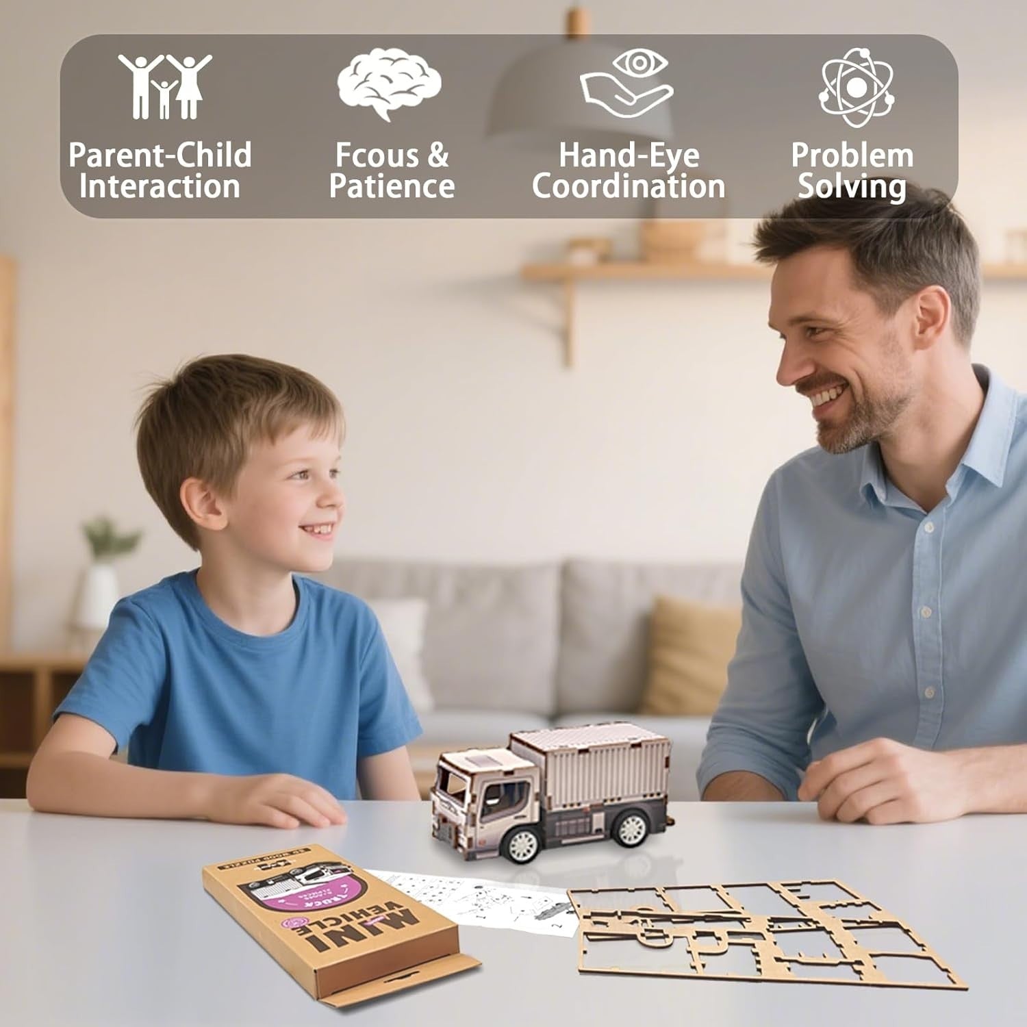 3D Wooden Puzzle Truck Toy for Kids Ages 6-12 – Educational Build & Play