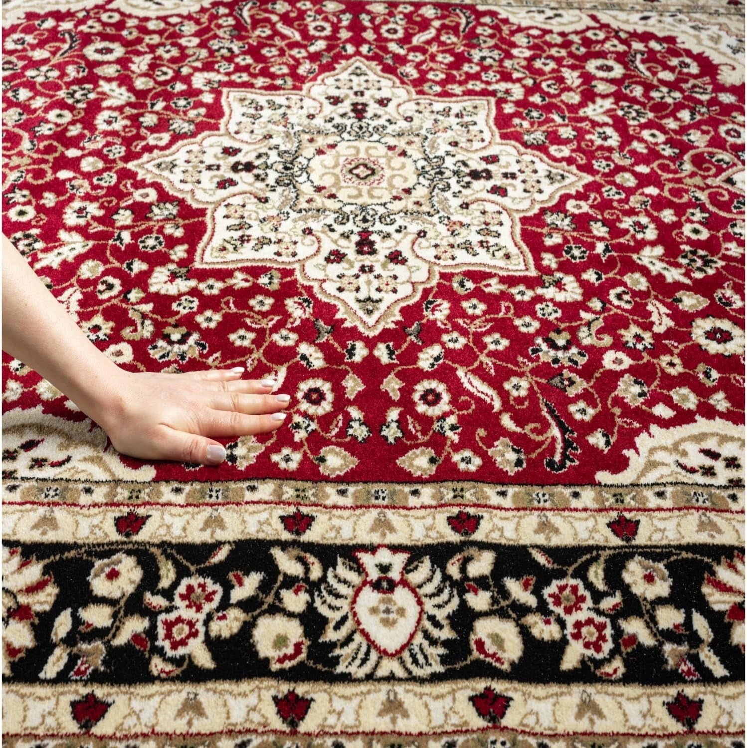 Red Vintage Door Mat 60x110cm Soft Non Slip Low Pile Indoor Hallway Rug