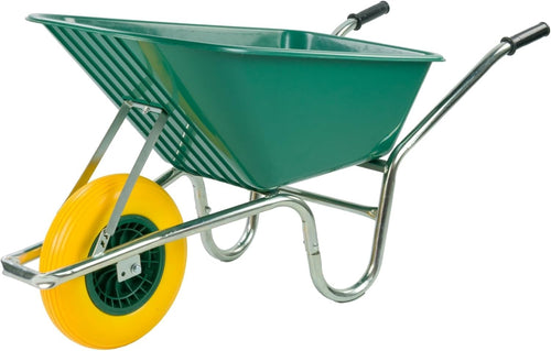 110L Garden Wheelbarrow – Green Plastic Tub w/ Steel Frame Reinforced Tyre 150kg