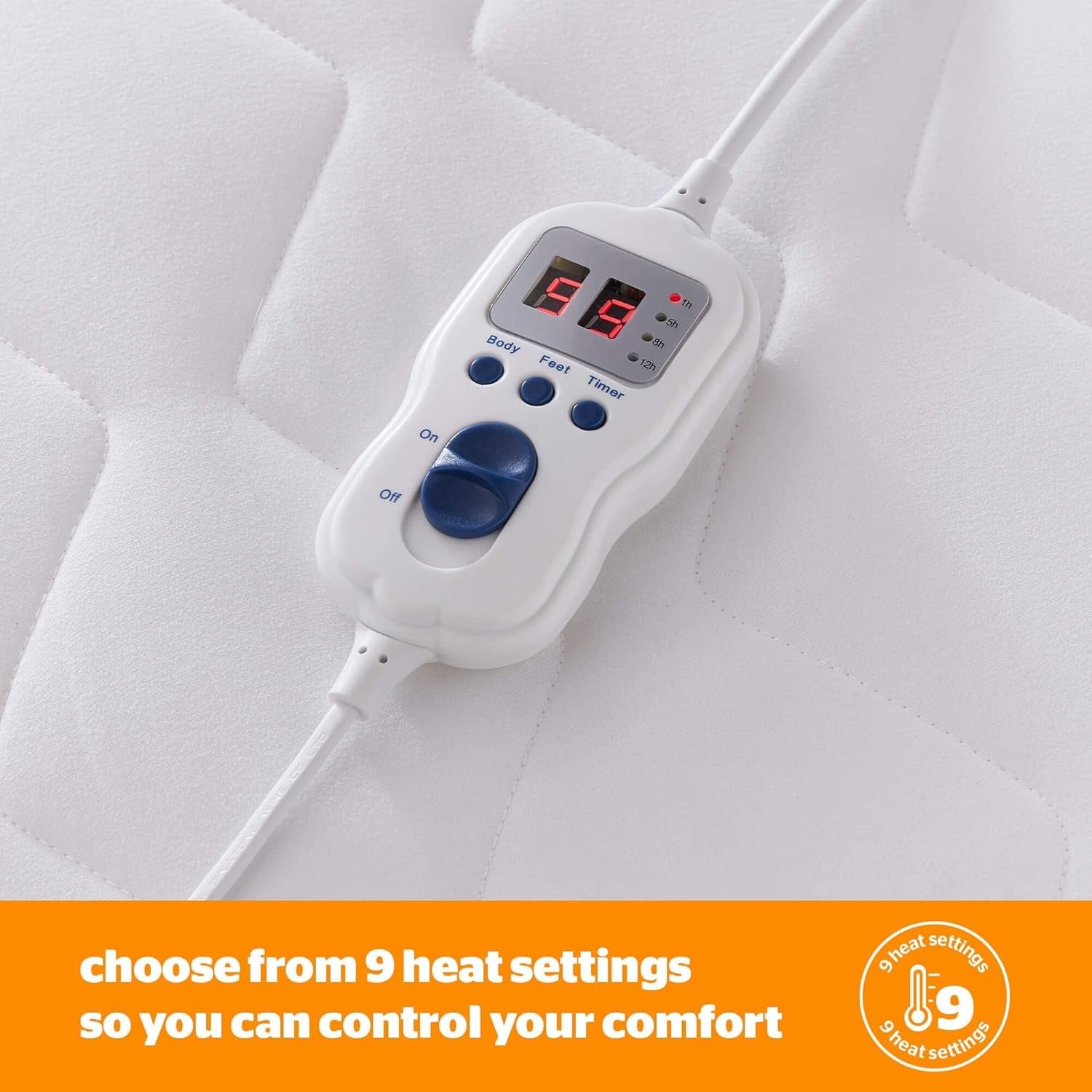 Electric Heated Mattress Topper King 4 Zone Heating 9 Heat Settings 200x160cm