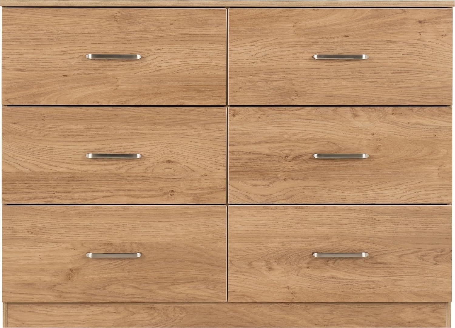 Oak Effect 6 Drawer Chest - Spacious Bedroom Storage, Durable & Sleek Design
