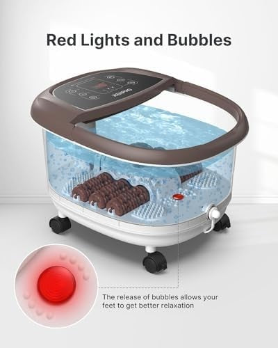 Electric Foot Spa Massager with Heat, Auto Rollers & Adjustable Timer