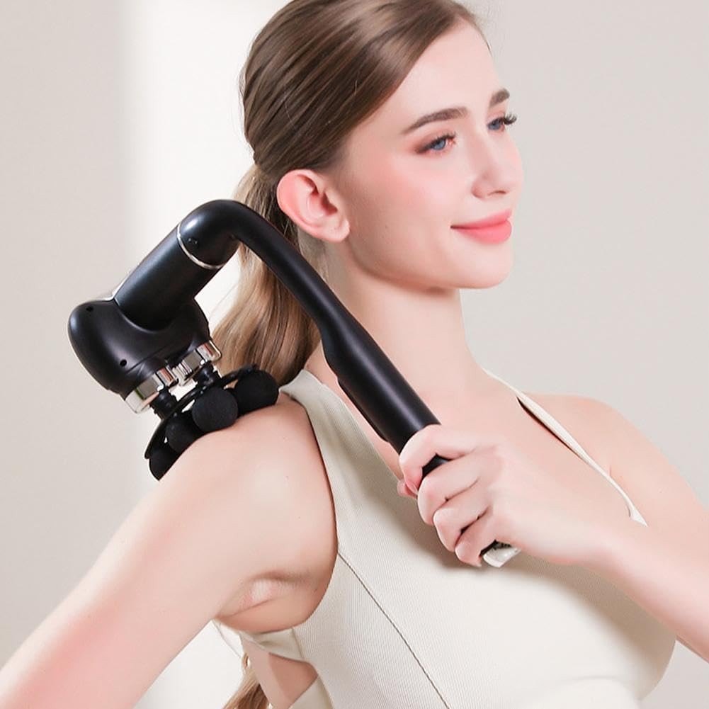 6 Head Massage Gun With Long Handle Deep Tissue Back & Shoulder Muscle Relief