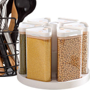 Rotating Grain Dispenser Airtight Grid Cereal Rice Storage Container