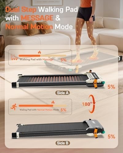 Under Desk Incline Treadmill w/ LED, Remote & Foot Massage Mode