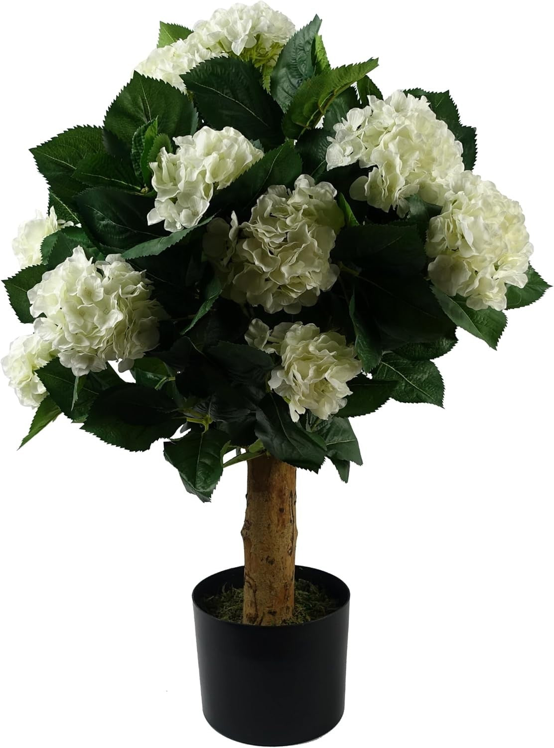 75cm Artificial White Hydrangea Blossom Tree Floral Plant in Pot Home Decoration