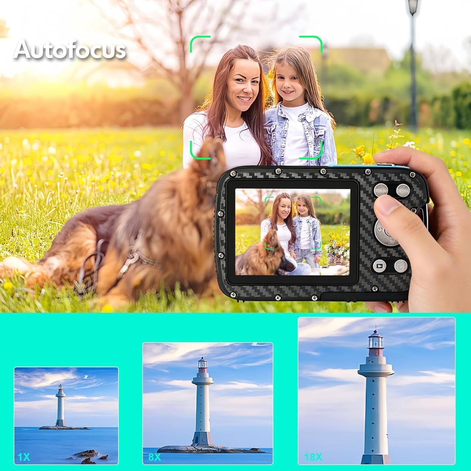 4K Waterproof Digital Camera 18X Zoom Snorkeling Camera w/32GB