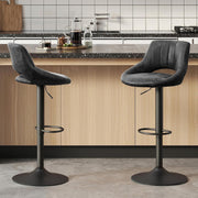 Black Bar Stools Set of 2 | Memory Foam Seat, Adjustable Swivel, Round