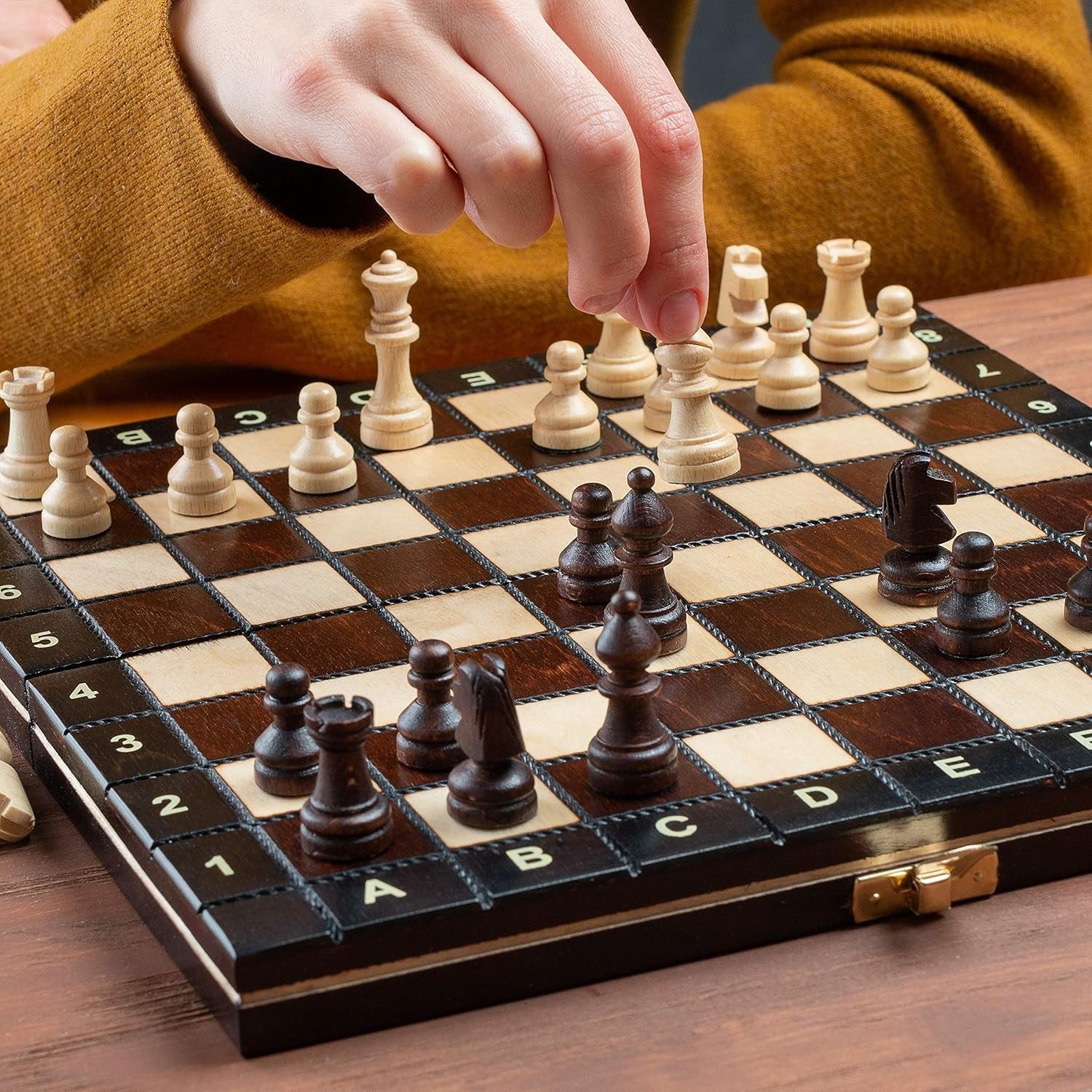 Magnetic 26cm Wooden Chess Set | Portable Folding Travel Board | Handmade Game