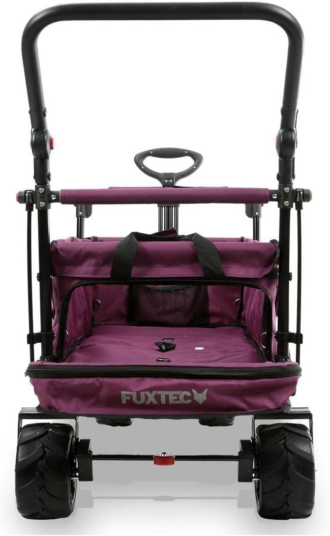 Purple Beach Wagon w/ Roof Extra-Wide Wheels Folding Cart Push Handle & Brake