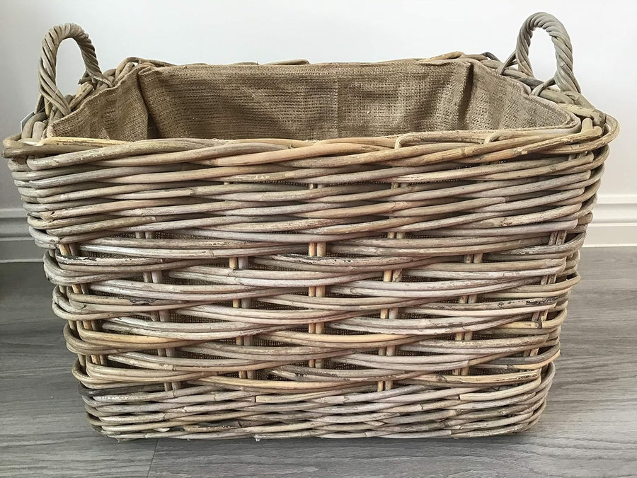 Large Rattan Storage Basket with Liner | Strong & Stylish | 54x42x42cm