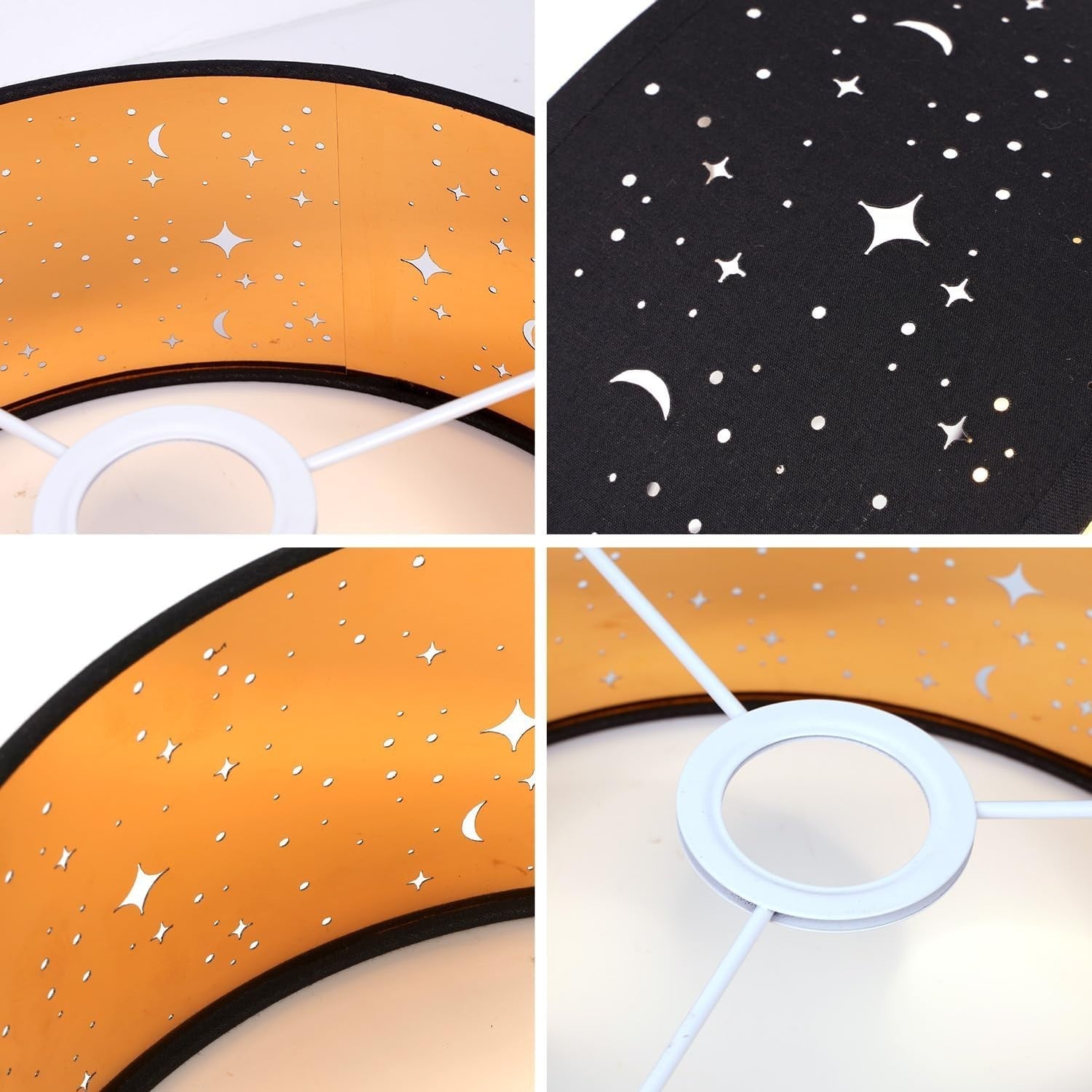 Black Star Cut Lampshade Gold Lined Modern Ceiling Pendant Light