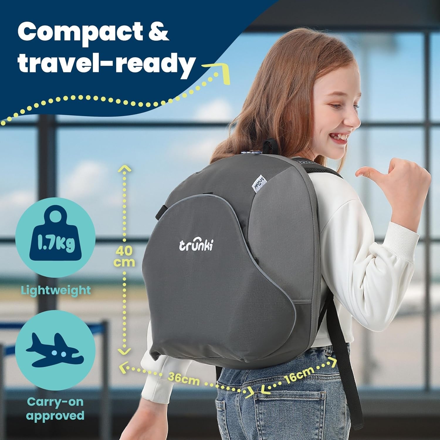 i-Size Travel Booster Car Seat Backpack 126–150cm Portable Foldable
