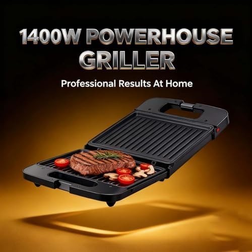 Steak Press Grill with Removable Non-Stick Plates Panini & Sandwich Maker