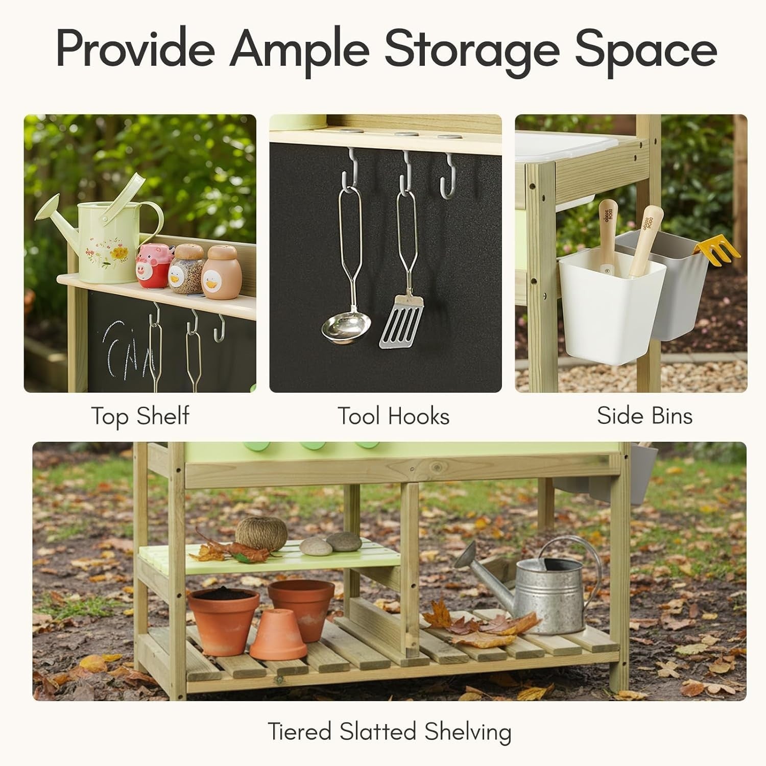 Outdoor Mud Kitchen for Kids Wooden Playset w/ Water Tank BBQ