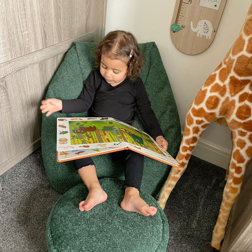 Moss Kids Boucle Bean Bag Chair Armchair Seat – Washable, Safe & Cosy